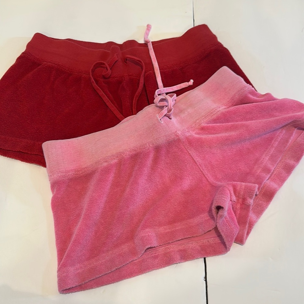 Hard Tail terry shorts size medium- 2 pairs red , pink